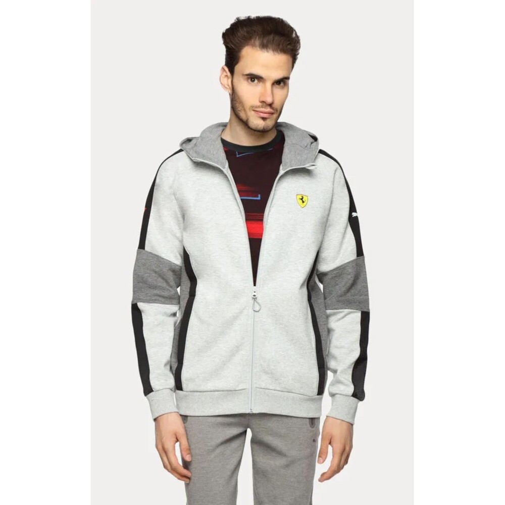 PUMA Ferrari Vintage Rare Rebel Sports Hooded Sweater Gray Black Fleece